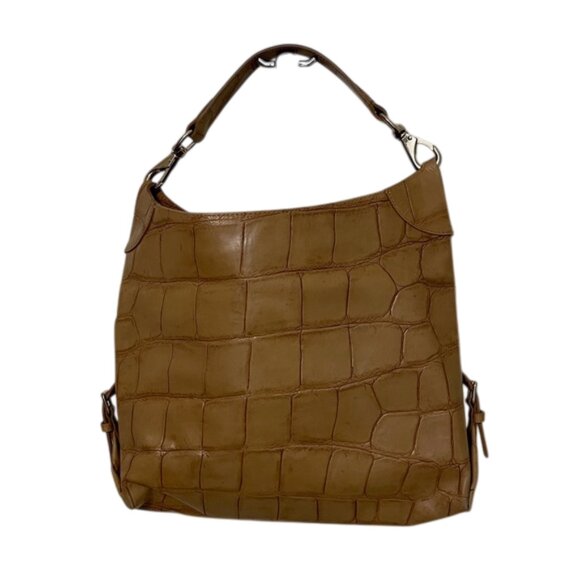 Dooney & Bourke Vintage Tan Croc Embossed Leather Shoulder Tote Bag 13x16 - Picture 3 of 16